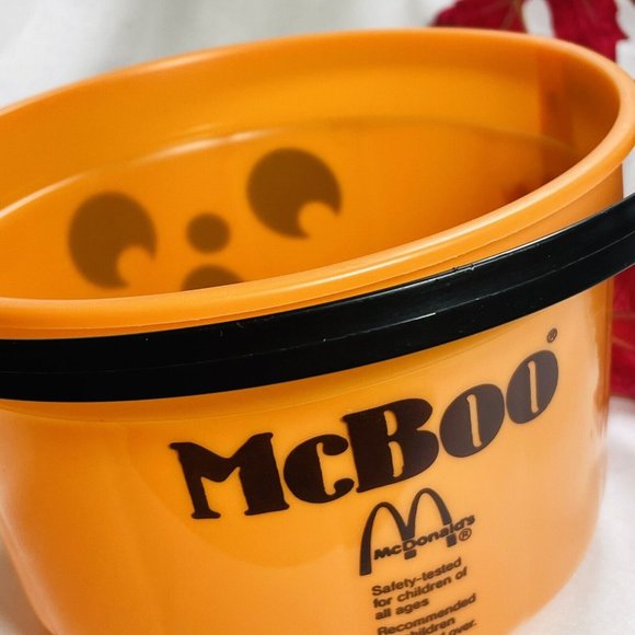 Vintage Pail McDonalds MCBOO Orange Halloween PUMPKIN BUCKET Happy Face NO LID - Picture 8 of 9